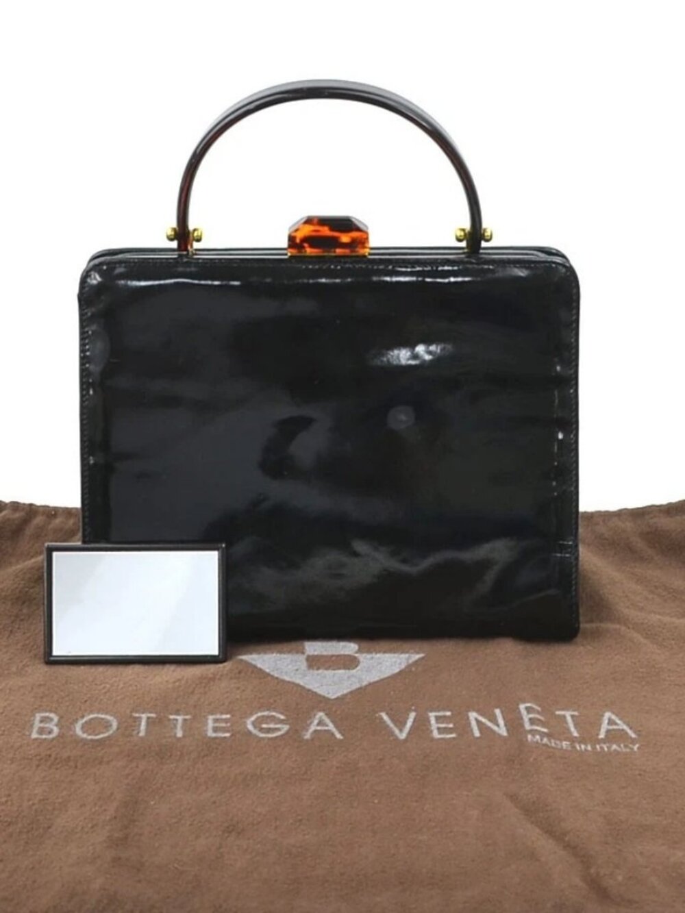BOTTEGAVENETA Handbag Black/Brown Patent Leather/Plastic